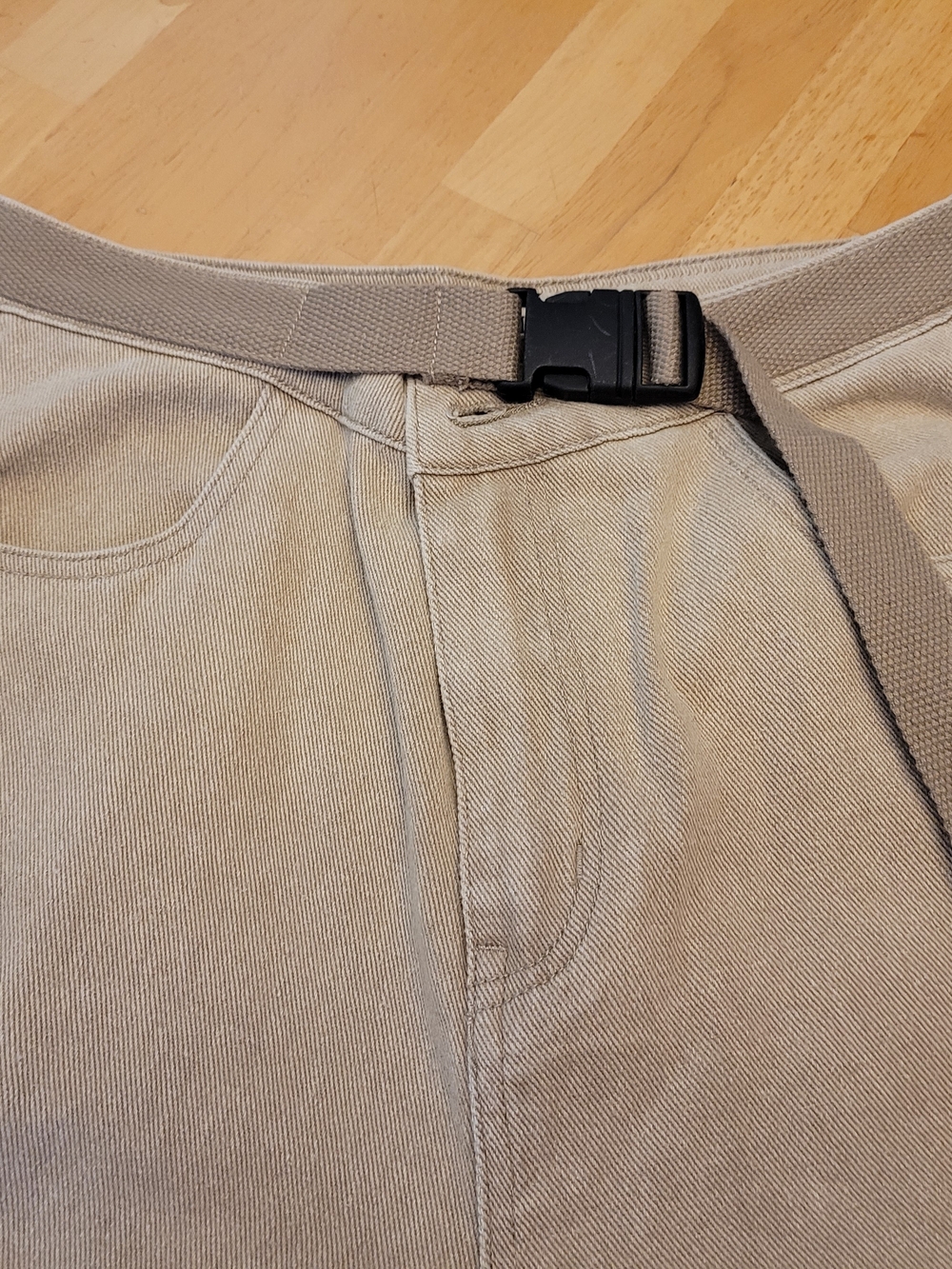 POL Casual Twill Pants in Khaki with Web Belt NWOT